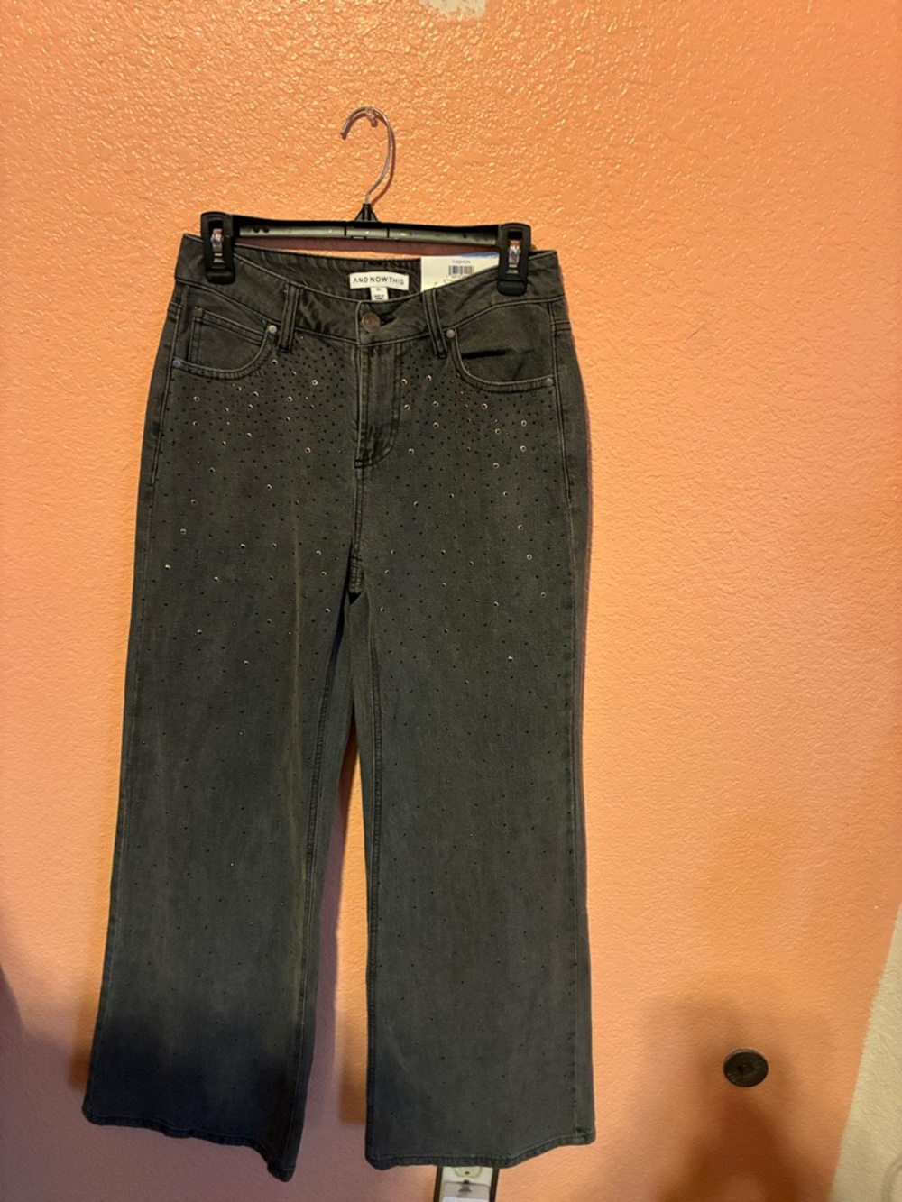 AND NOW THIS Black Wide-Leg Jeans with Stud Accents - Picture 2 of 8